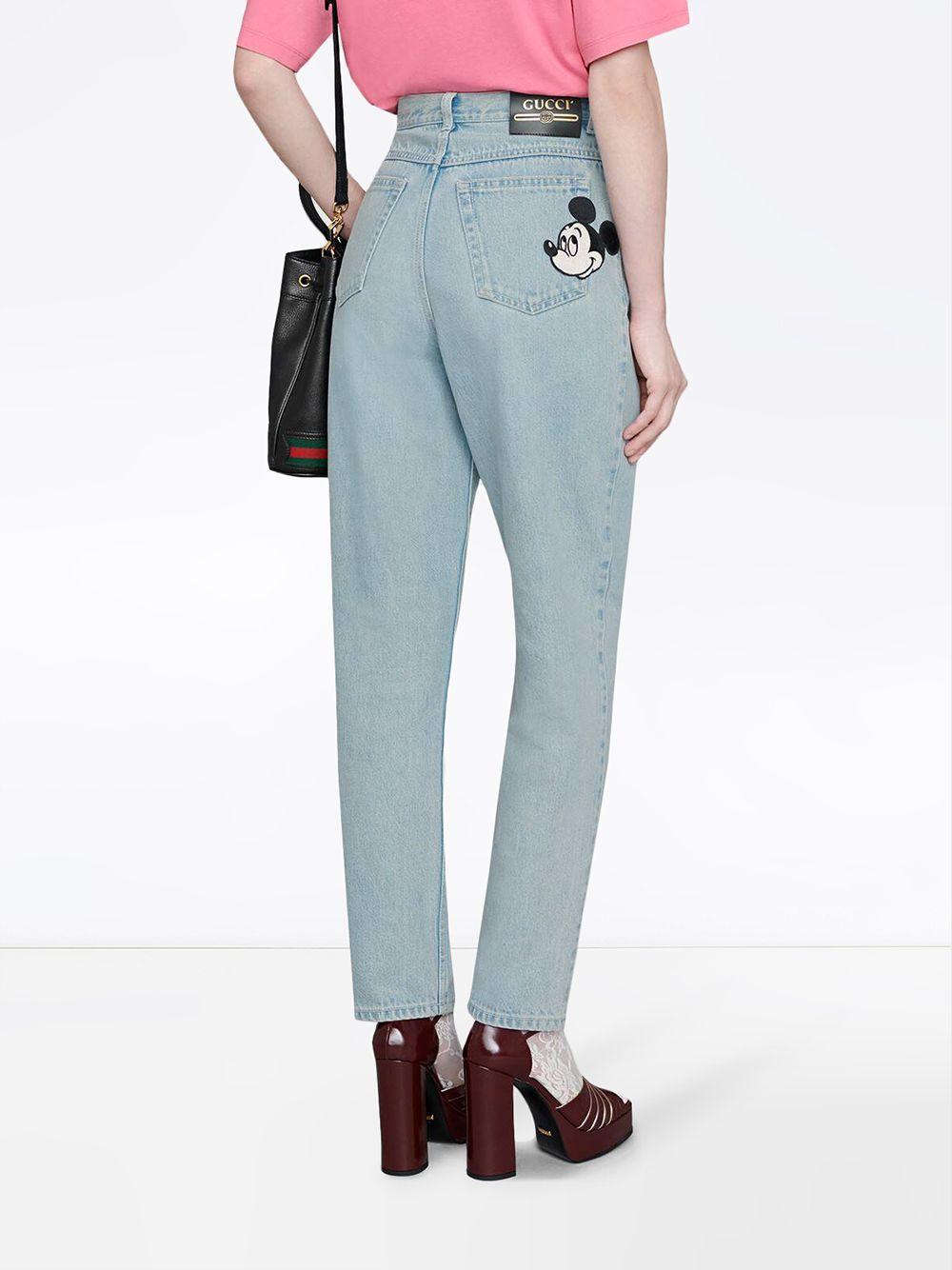 Gucci X Disney Mickey Patch Tapered Jeans in Blue | Lyst
