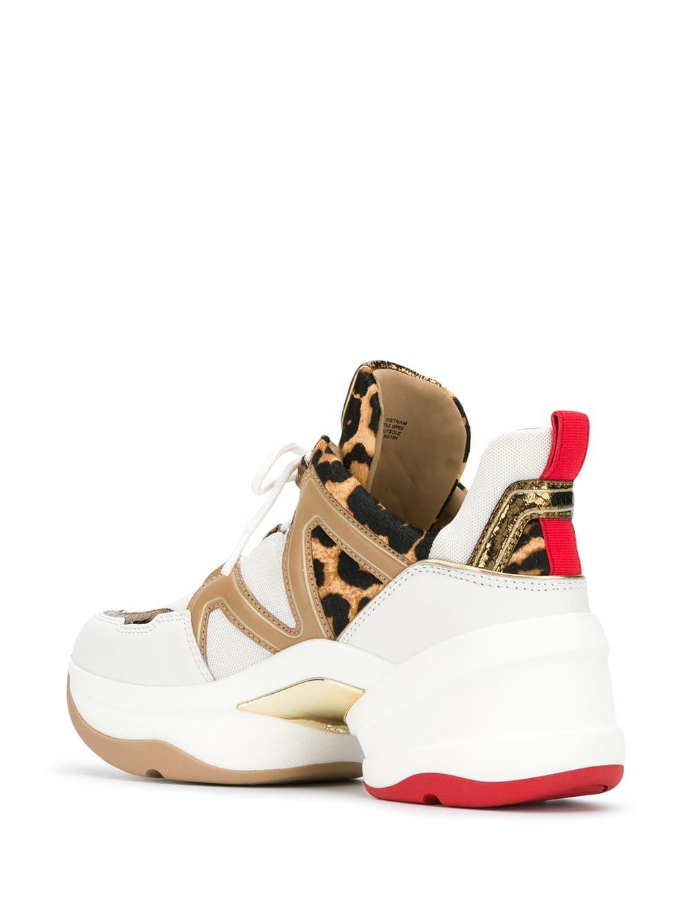 olympia leopard calf hair and leather trainer