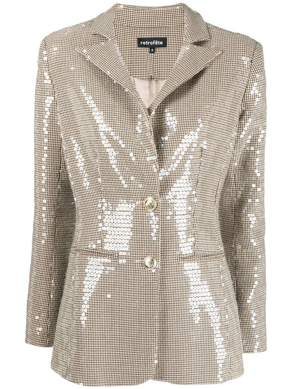 retroféte Hadley Sequinembellished Blazer in Natural Lyst