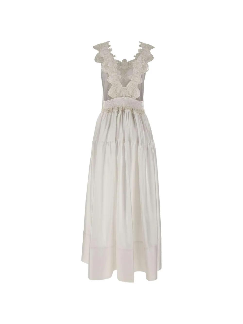Maurizio Mykonos Lace-Insert Maxi Dress in White | Lyst