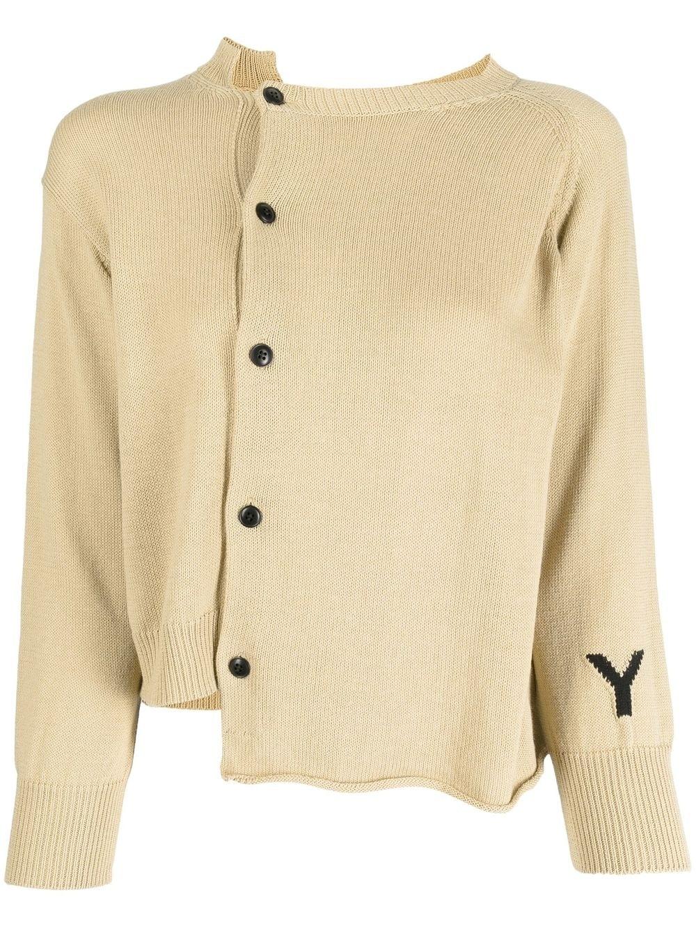 Y's Yohji Yamamoto Asymmetric Knitted Cardigan in Natural | Lyst