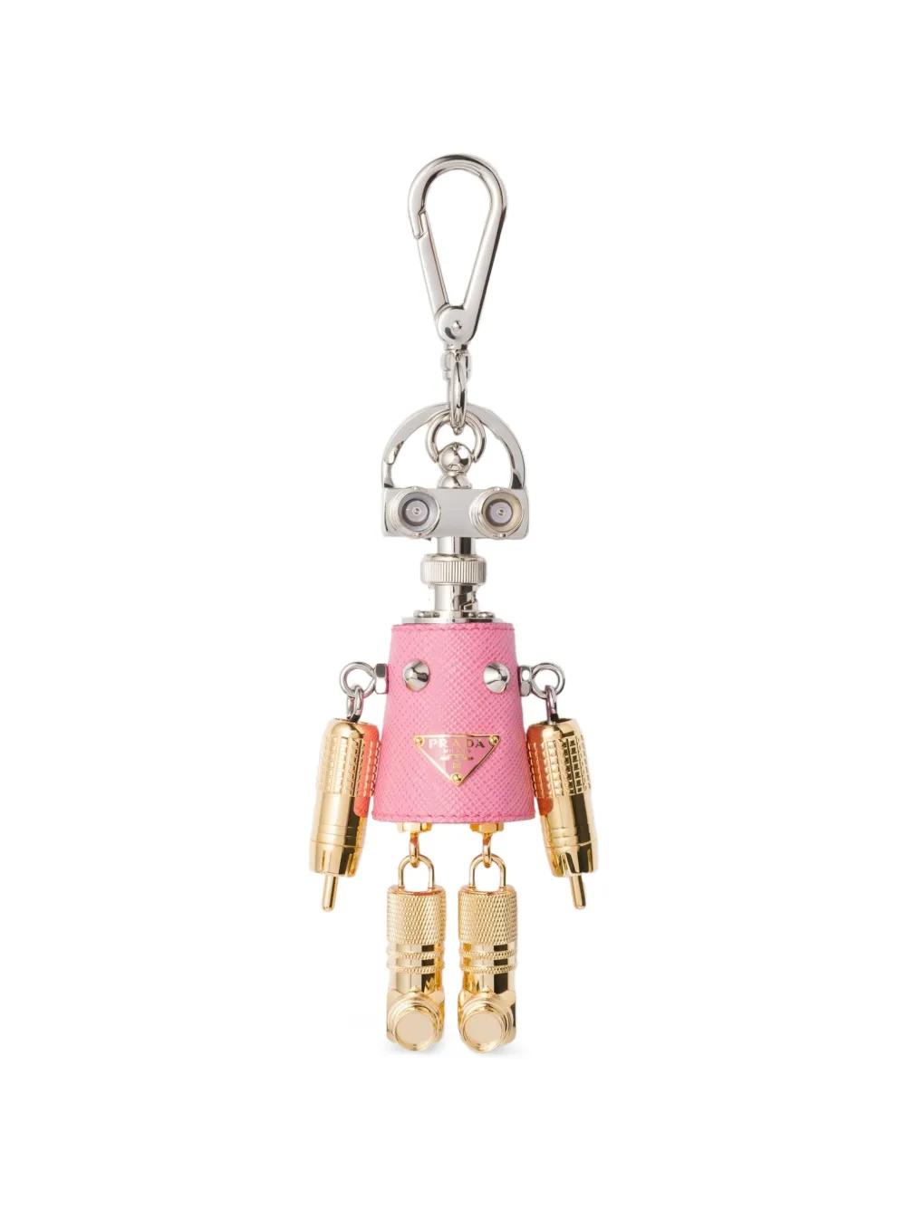 Prada Robot Saffiano Leather Keyring Charm in Pink | Lyst