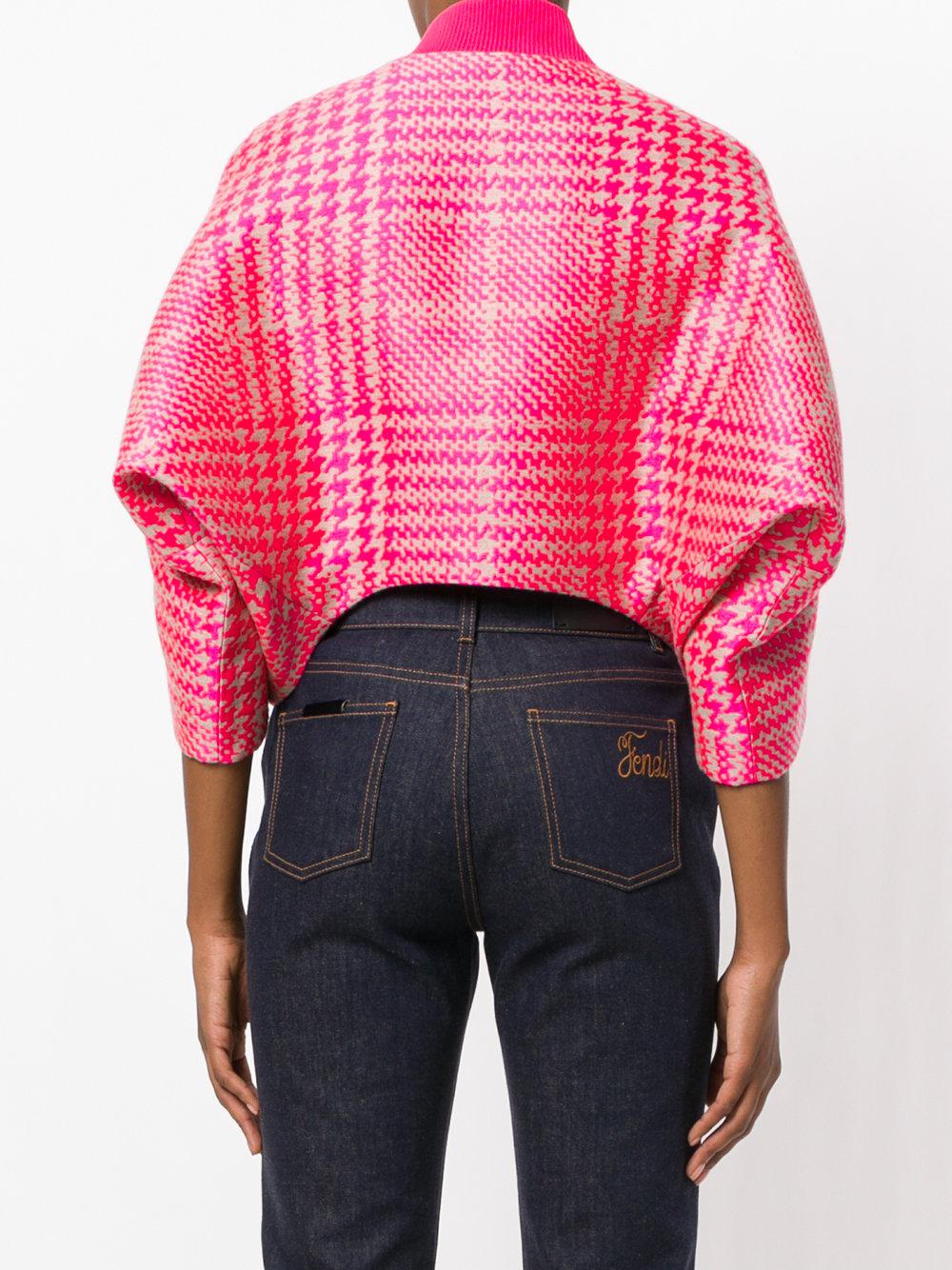 Fendi Wool Glen Plaid Tailored Bomber Jacket in Pink & Purple (Pink) Lyst