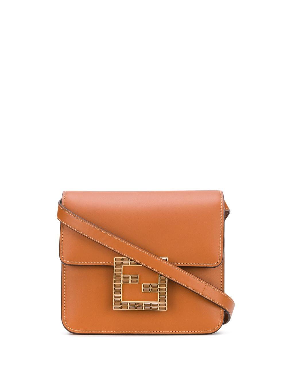 Fendi Fab Crystallogo Crossbody Bag in Brown Lyst Australia