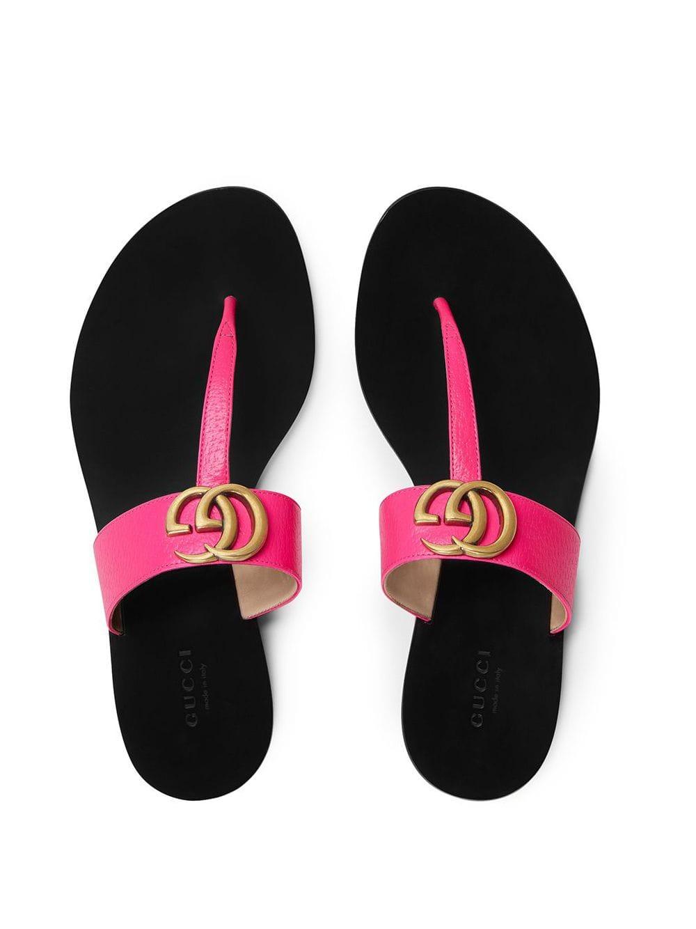 neon pink gucci slides