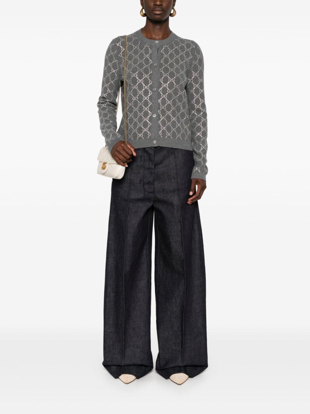Gucci GG Crystal-embellished Cardigan in Gray | Lyst