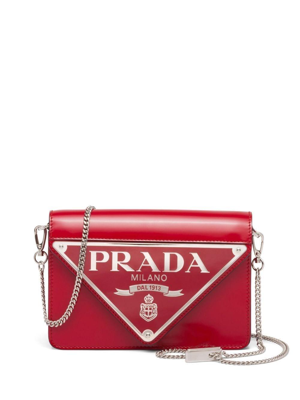 Prada Logo-plaque Shoulder Bag in Red Lyst