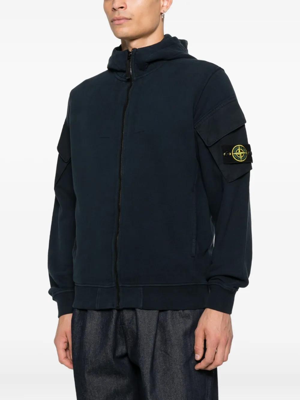 Stone Island 6100021 Hooded Pocket Zip-Up Sweatshirt in Blue for