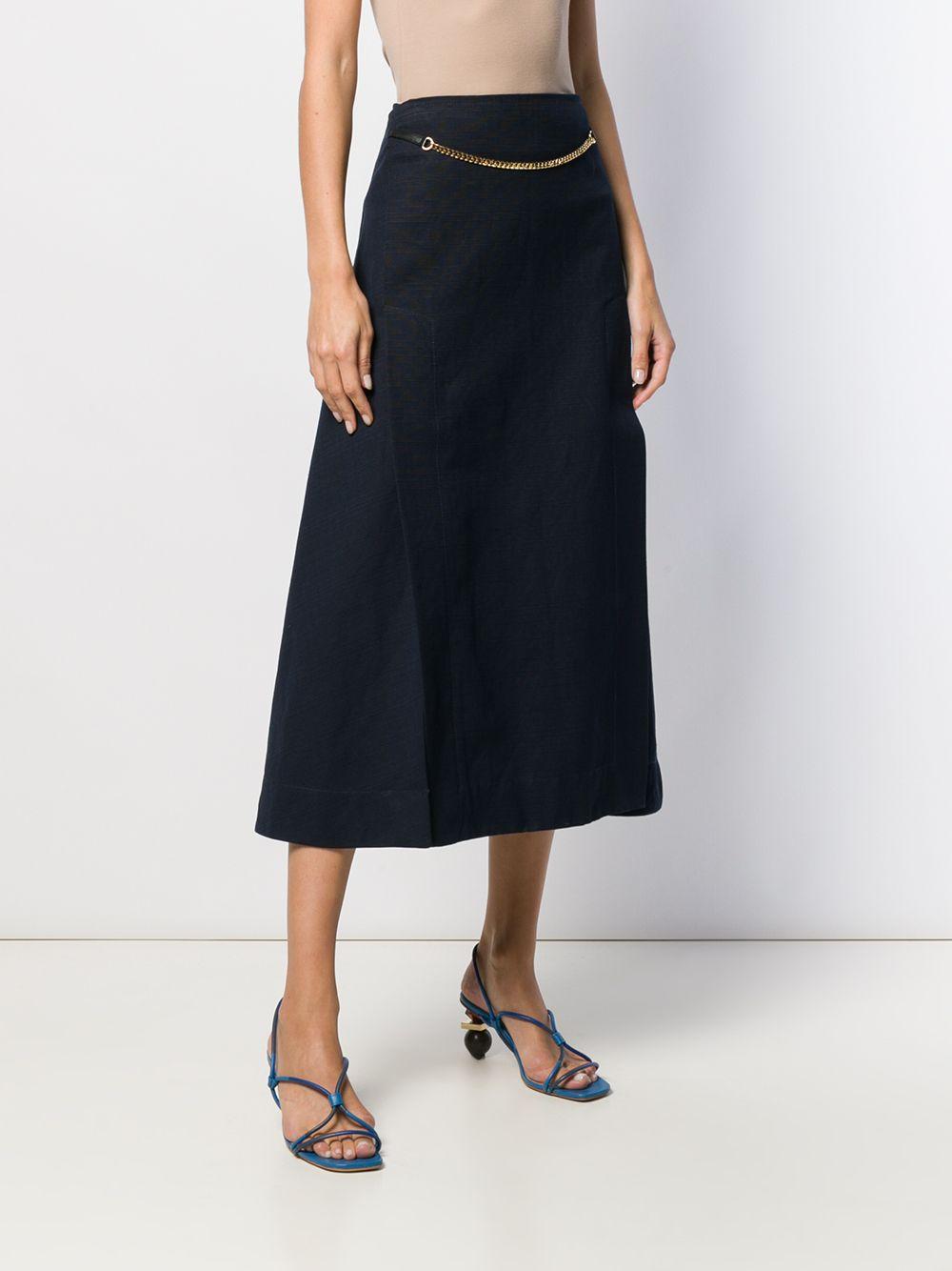 Victoria Beckham Chain Detail A-line Skirt in Blue - Lyst