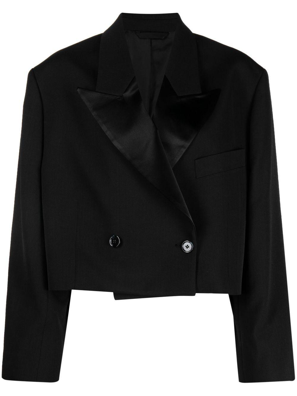 Acne Studios Double-breasted Cropped Blazer in Black | Lyst