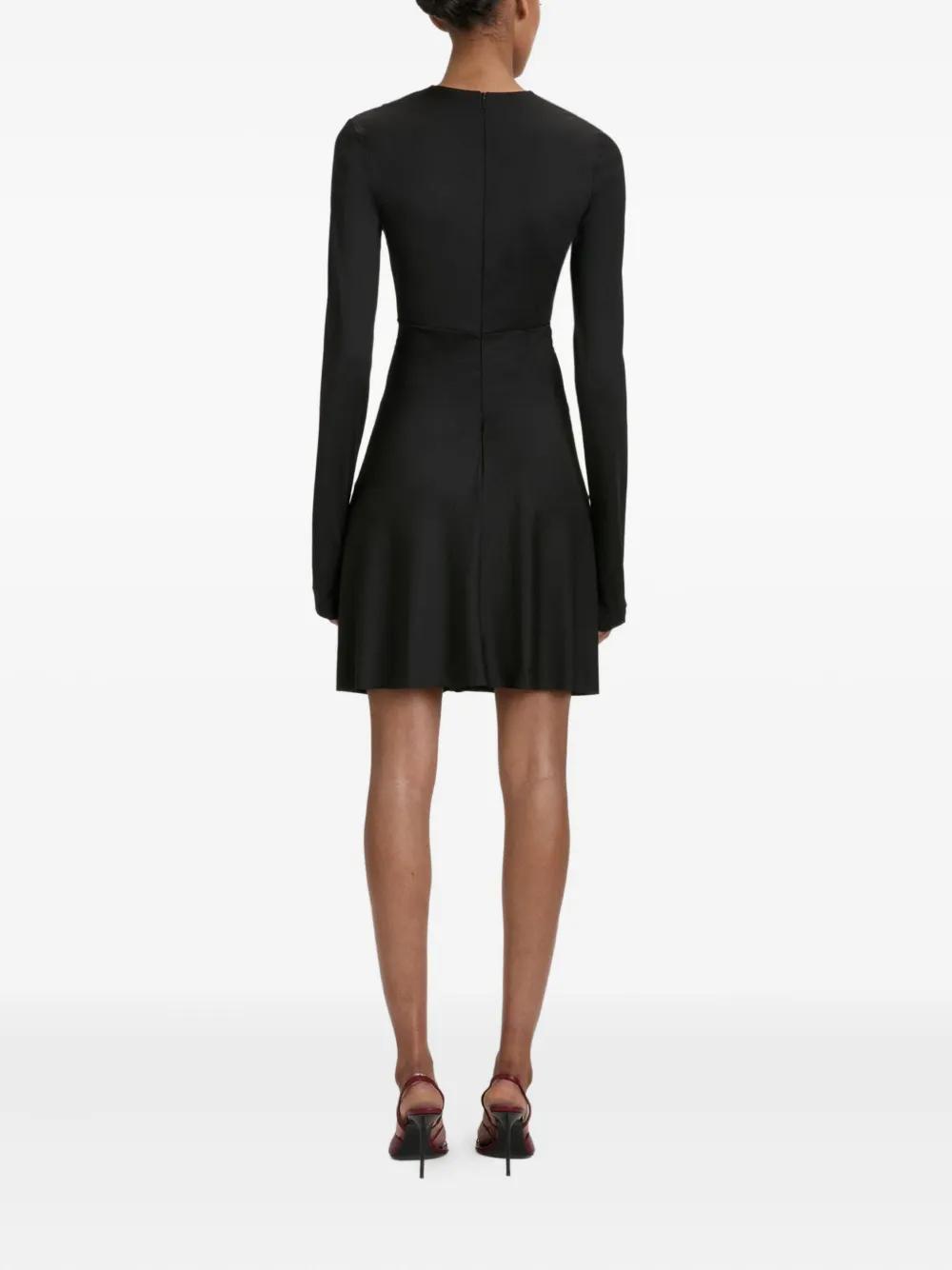 Victoria Beckham Long-Sleeve V-Neck Mini Dress in Black