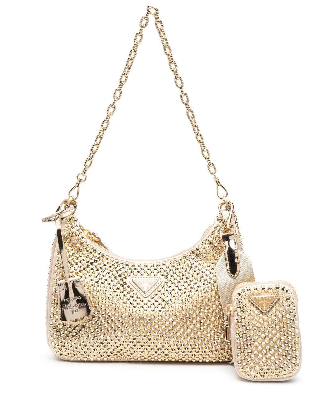 Prada Re-edition 2005 Crystal-embellished Bag in Natural | Lyst UK