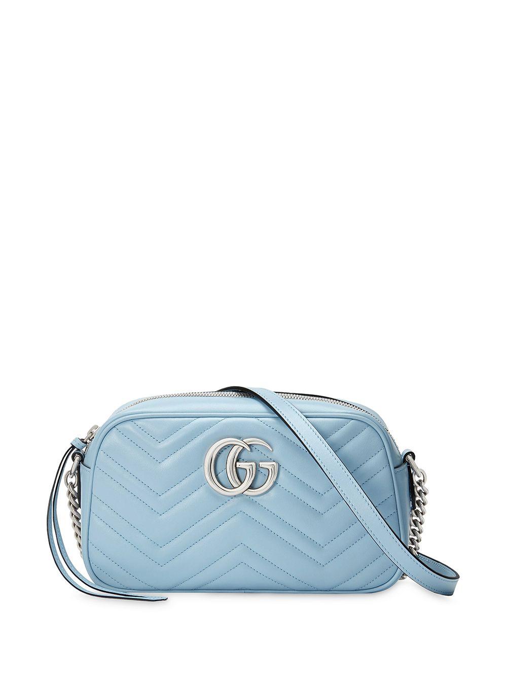 GUCCI Calfskin Matelasse Super Mini GG Marmont Shoulder Bag Porcelain Light  Blue 1101495