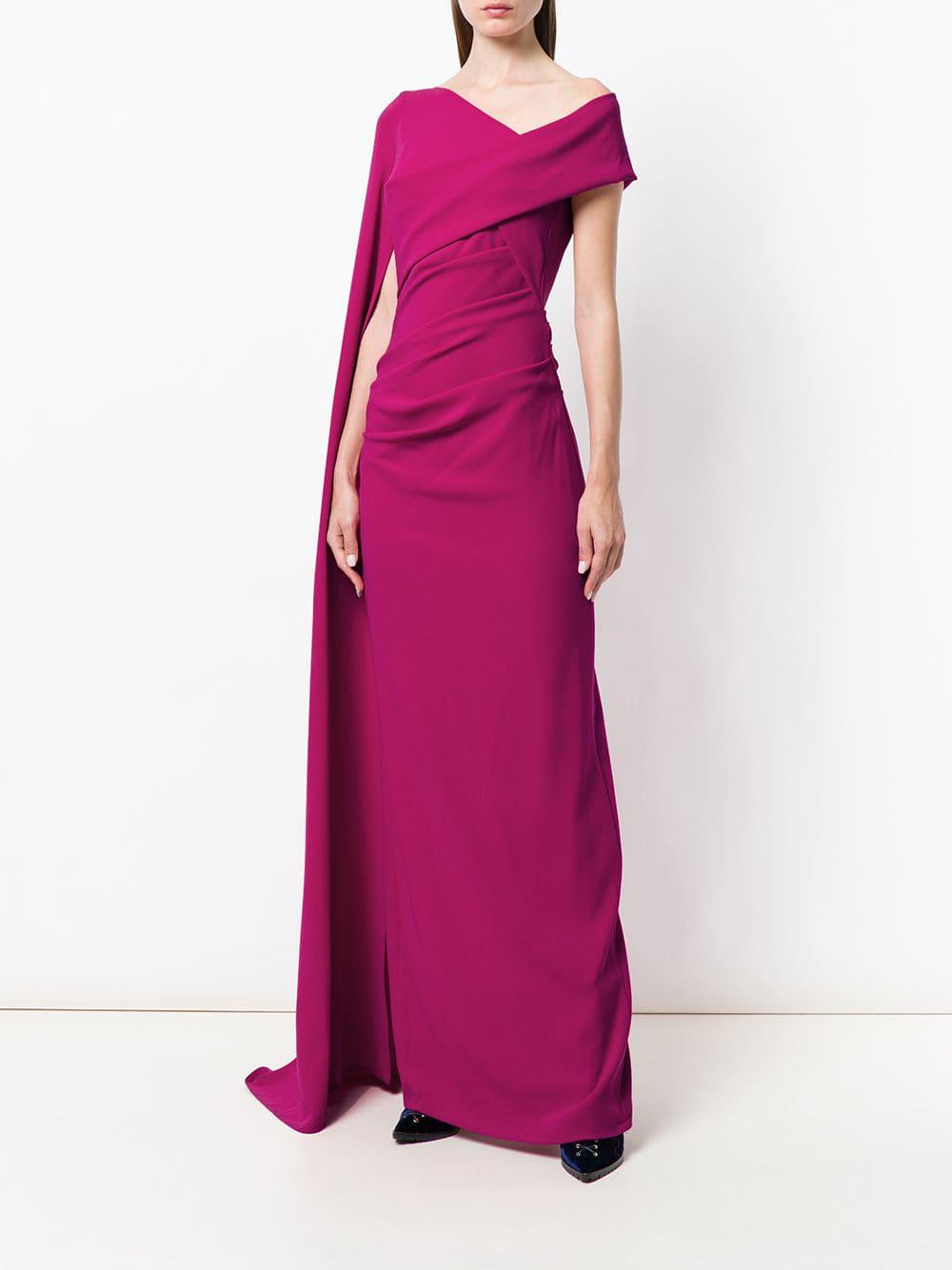 Talbot Runhof Rosedale One-shoulder Draped Evening Gown W/ Draped ...