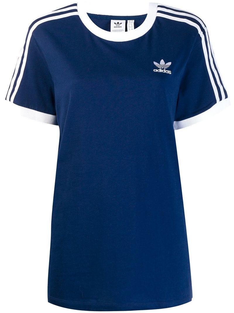 adidas Three-stripe T-shirt in Blue - Lyst