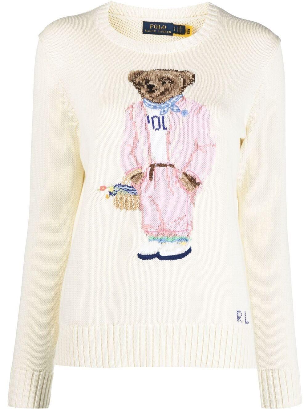 Polo Ralph Lauren Picnic Polo Bear Intarsia-knit Jumper in White | Lyst  Canada