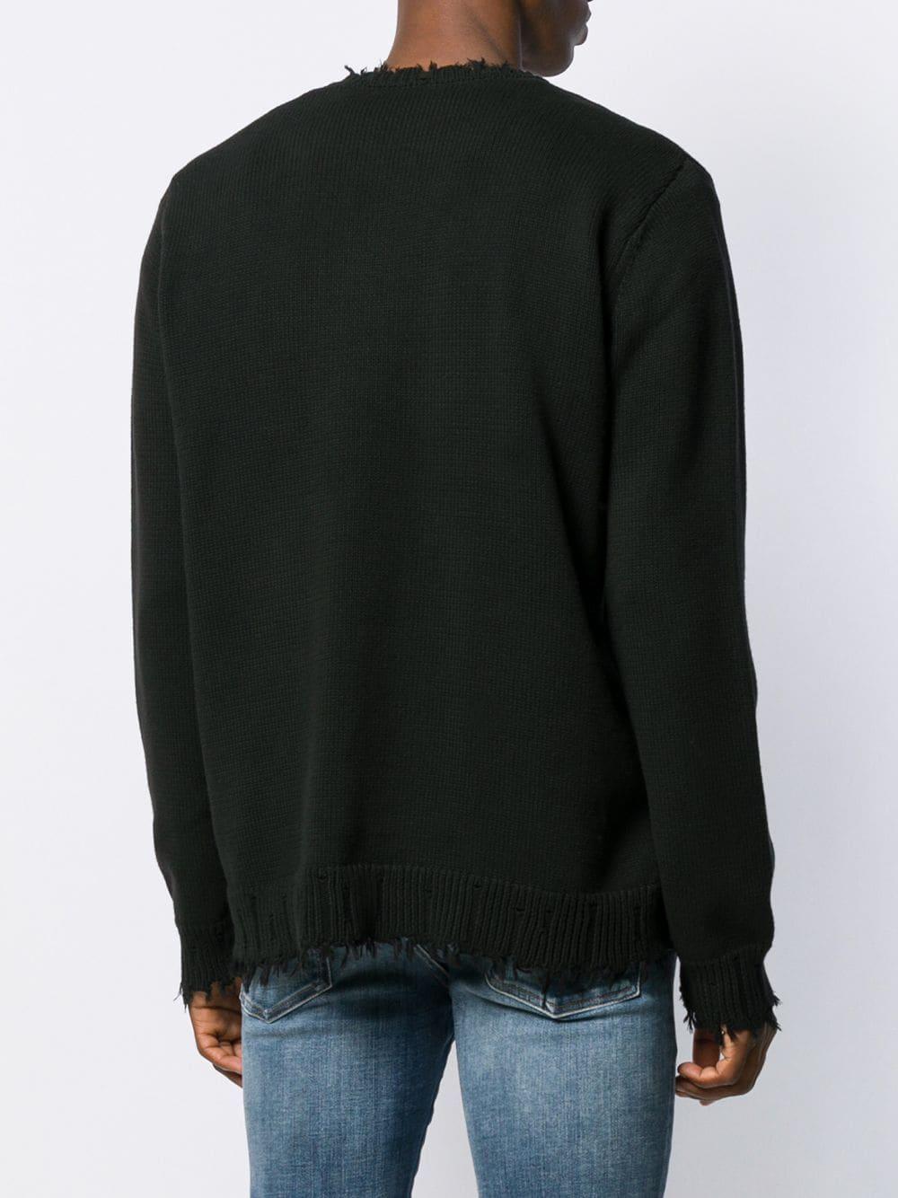 black distressed sweater