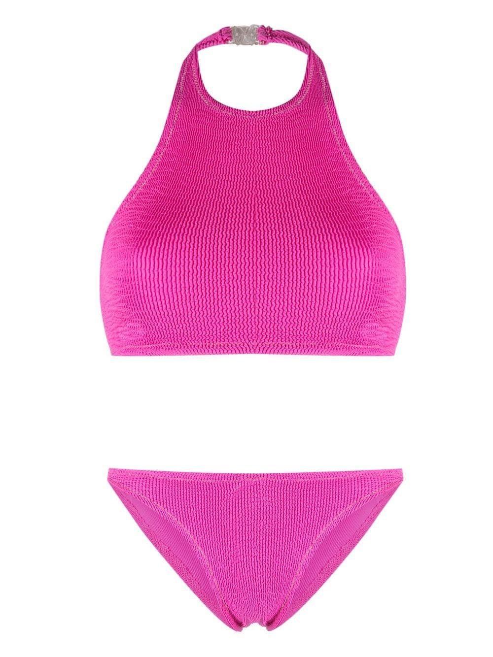 Reina Olga Seersucker-texture Bikini Set in Pink | Lyst