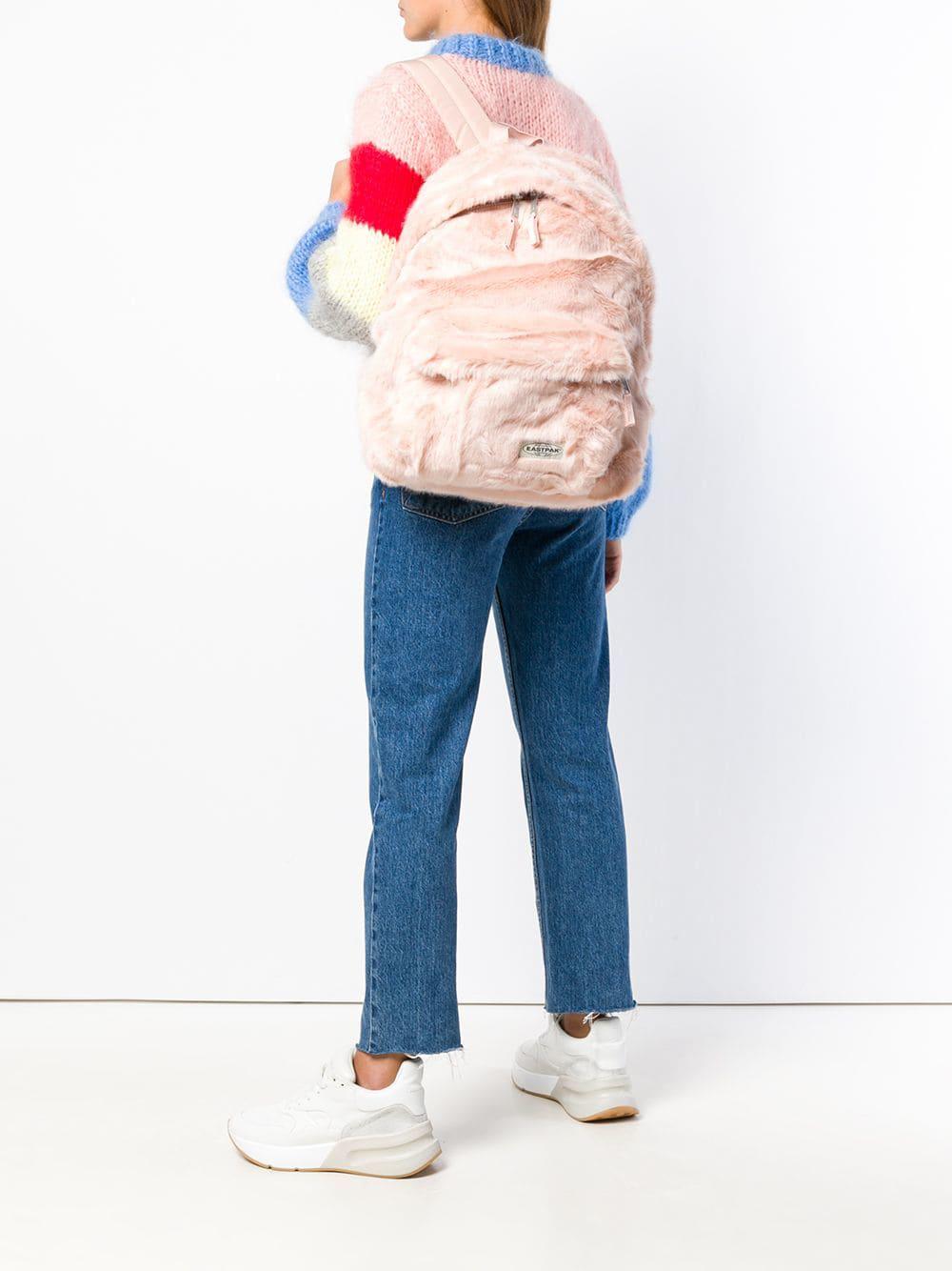 eastpak pink fur