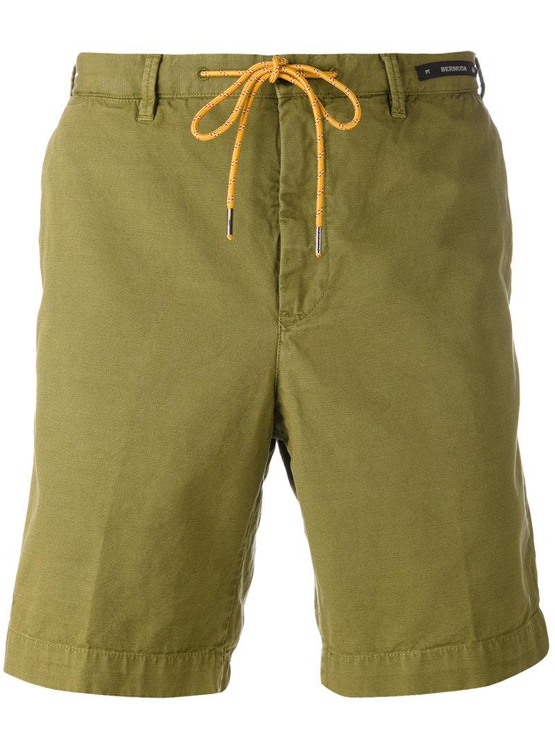 PT01 Linen Cargo Shorts in Green for Men - Lyst