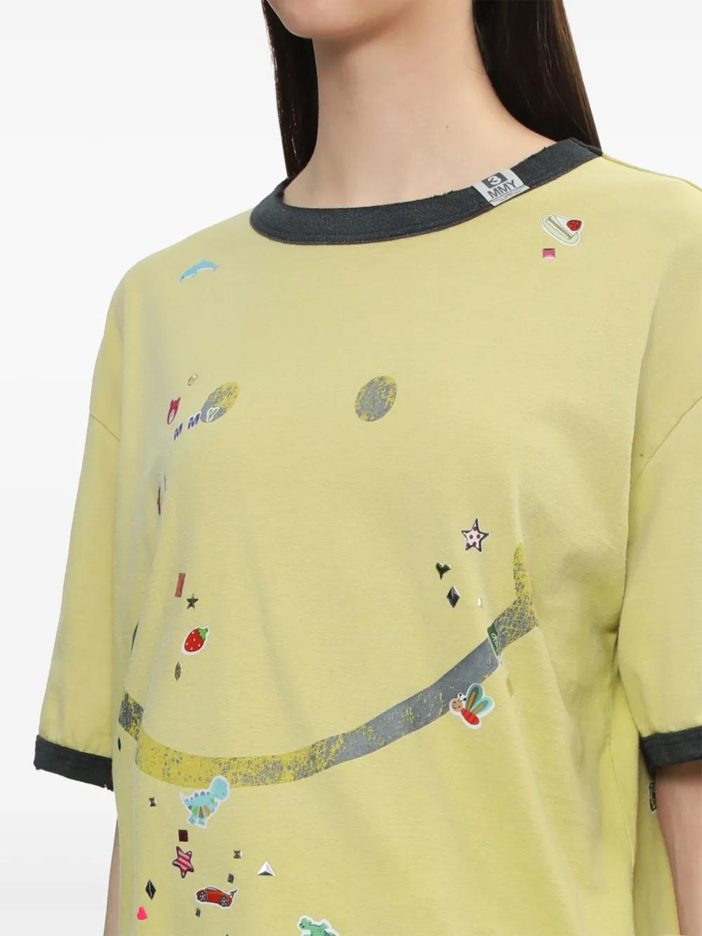 Maison Mihara Yasuhiro Smiley Face-Print T-Shirt in Yellow | Lyst