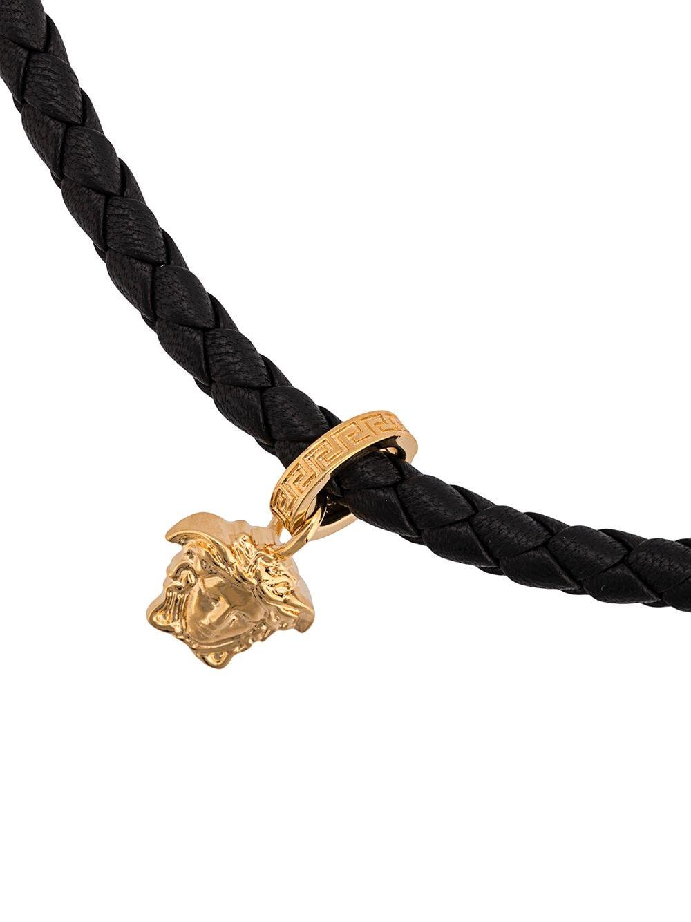 Versace Leather Braided Medusa Charm Bracelet in Metallic - Lyst