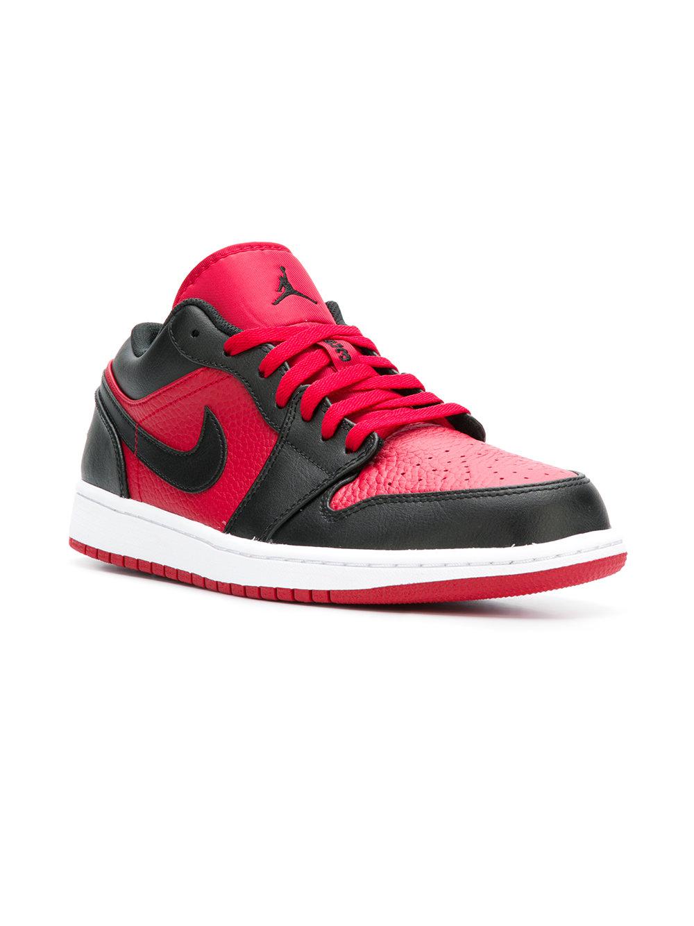 Nike Leather Two-tone Lace Up Sneakers in Red for Men | Lyst