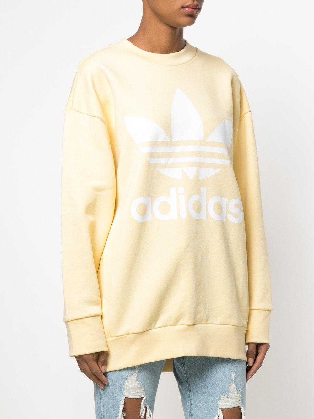adidas originals trefoil oversized sweatshirt in yellow