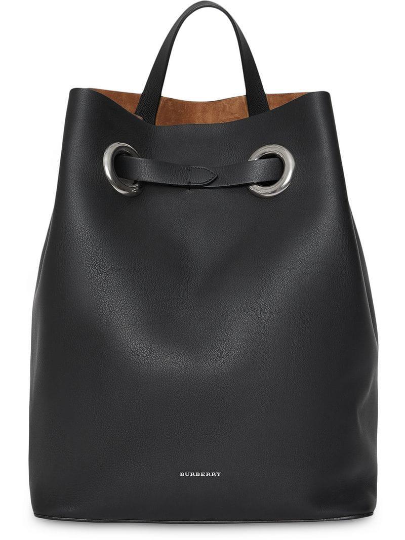 Burberry The Leather Grommet Detail Backpack in Black | Lyst