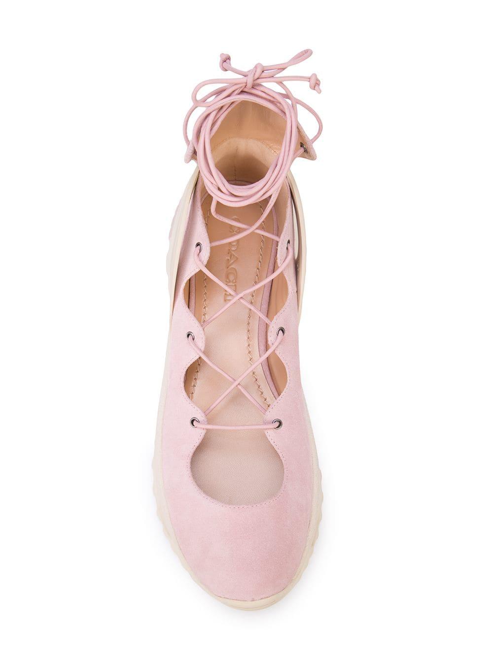 COACH Suede Lace Up Ballerina Sneaker in Blossom (Pink) - Lyst