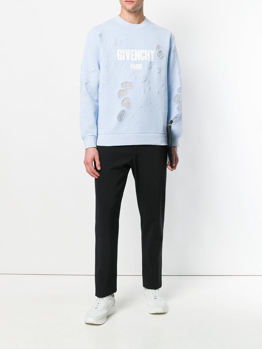 givenchy blue destroyed hoodie