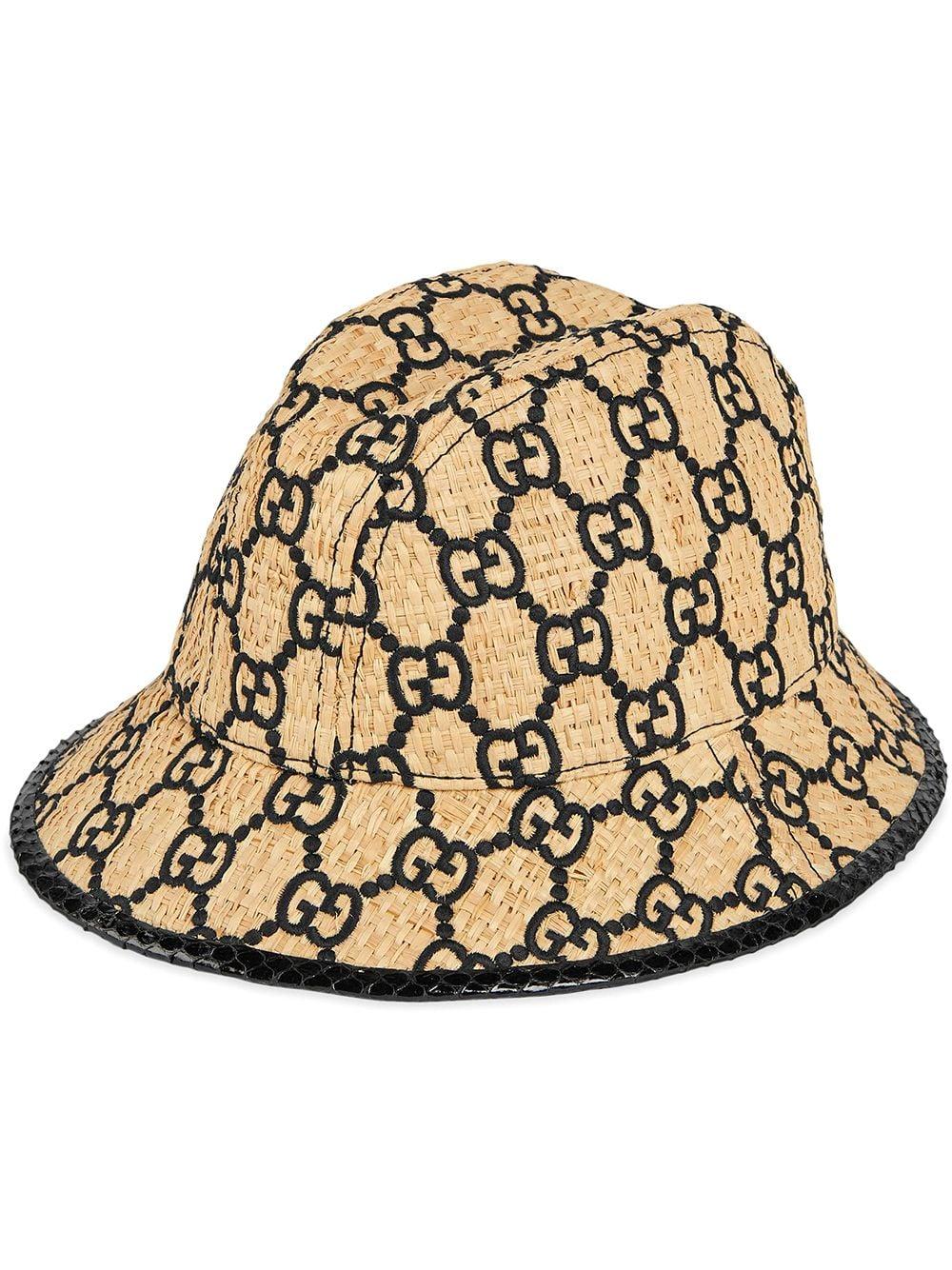 Gucci GG Fedora Hat With Snakeskin in Brown for Men Lyst