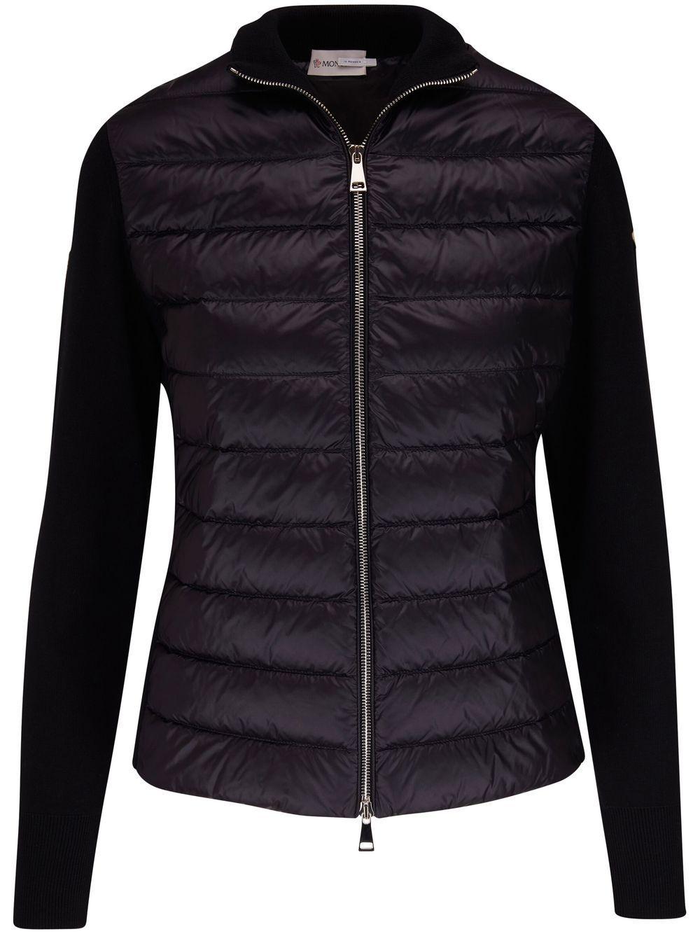 Moncler Quilted Wool Jacket in Black | Lyst