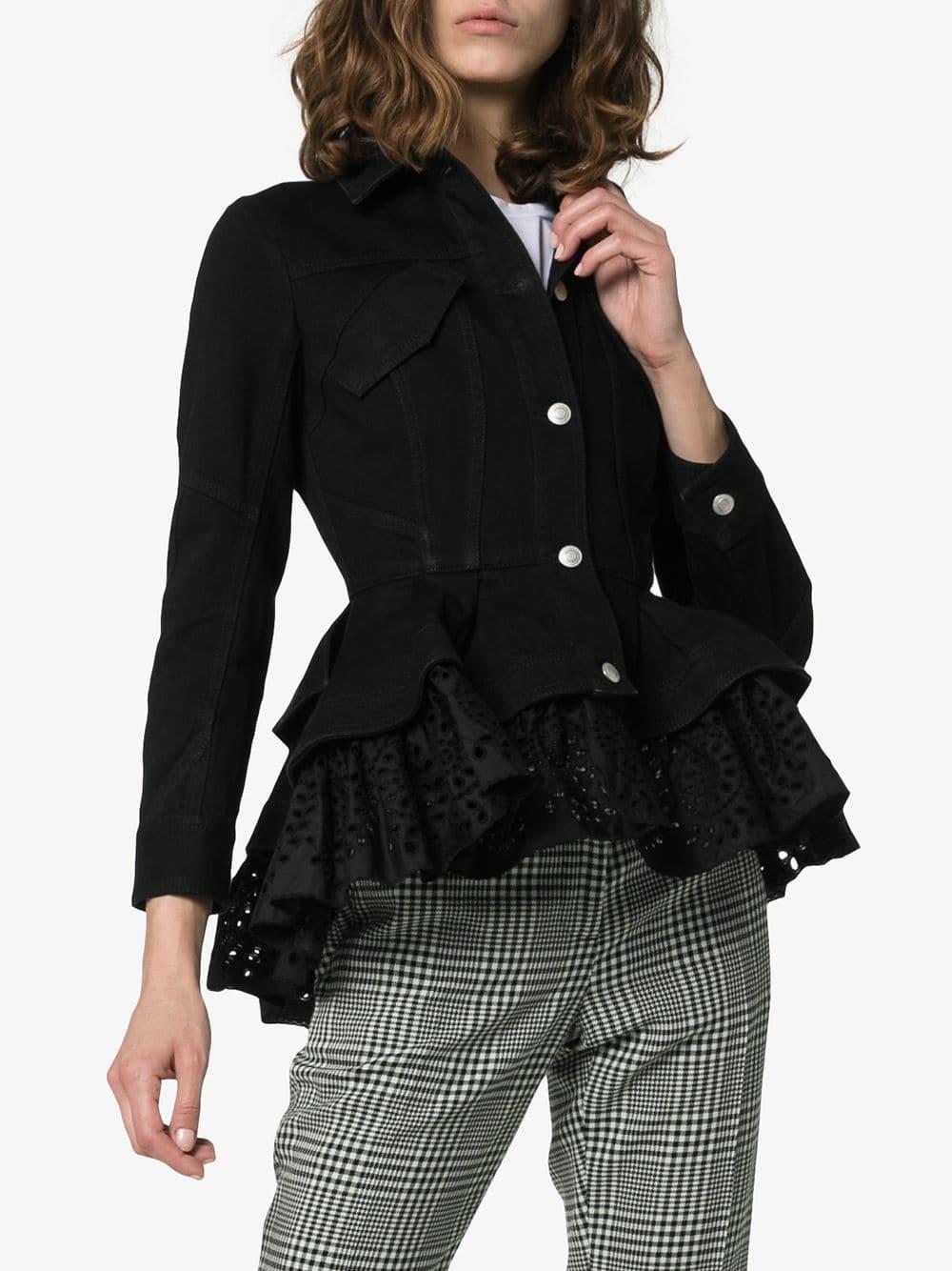 Alexander McQueen Peplum Broderie Denim 