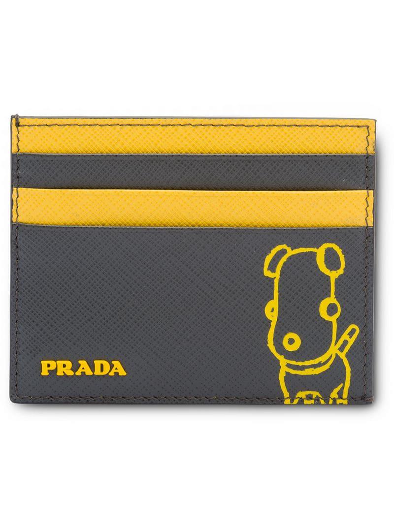 Prada Leather Malia Dog Card Holder in 