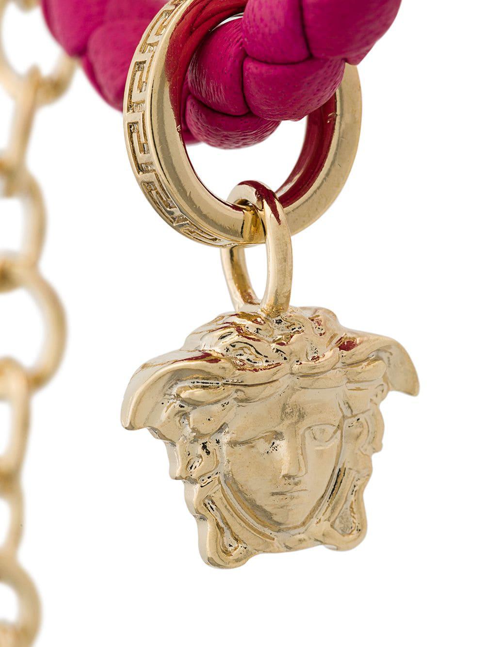 Versace Medusa Charm Leather Bracelet in Pink - Lyst
