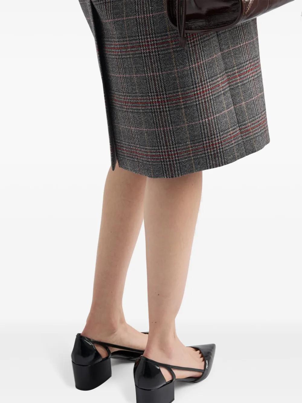 Prada Prince-Of-Wales Midi Dress in Gray | Lyst