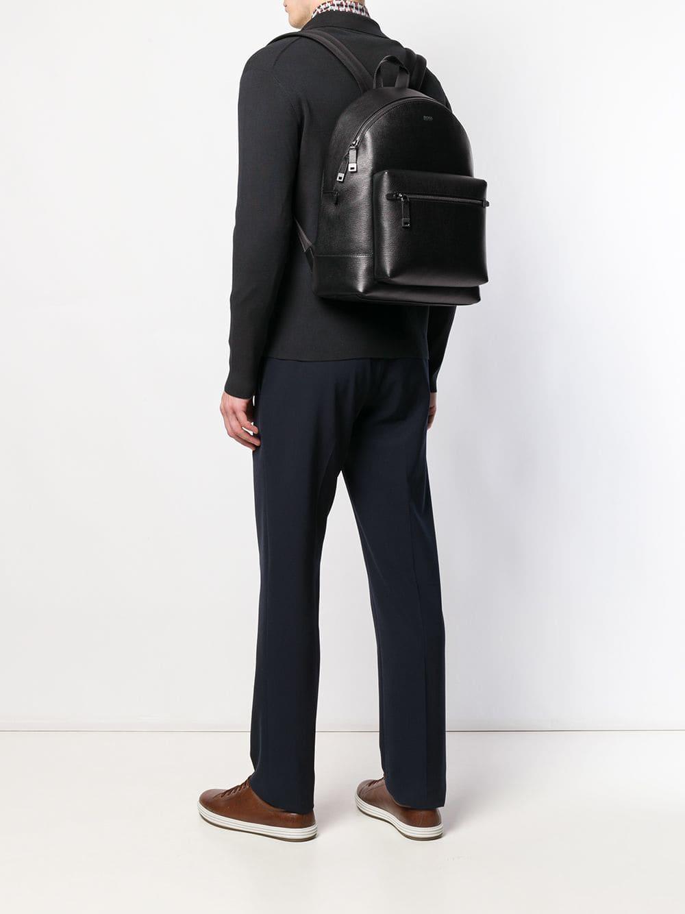 Sac à dos en cuir texturé BOSS by HUGO BOSS pour homme en coloris Noir |  Lyst