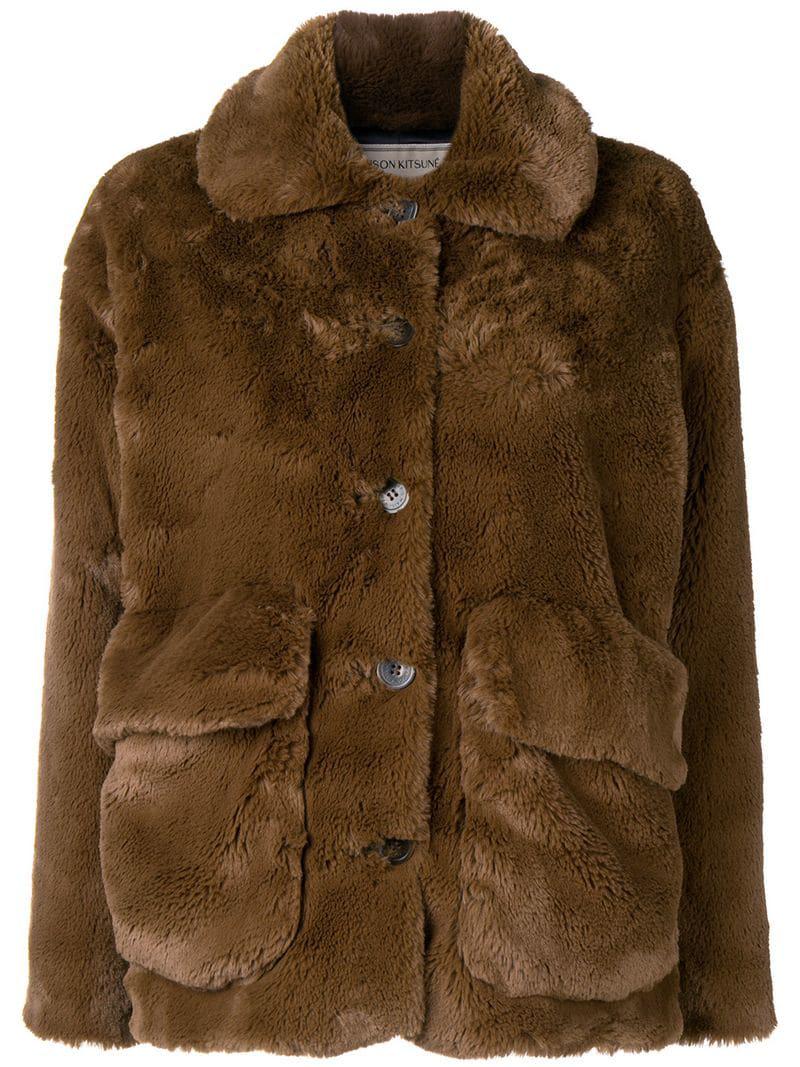 Maison Kitsuné Jean Faux-fur Jacket in 
