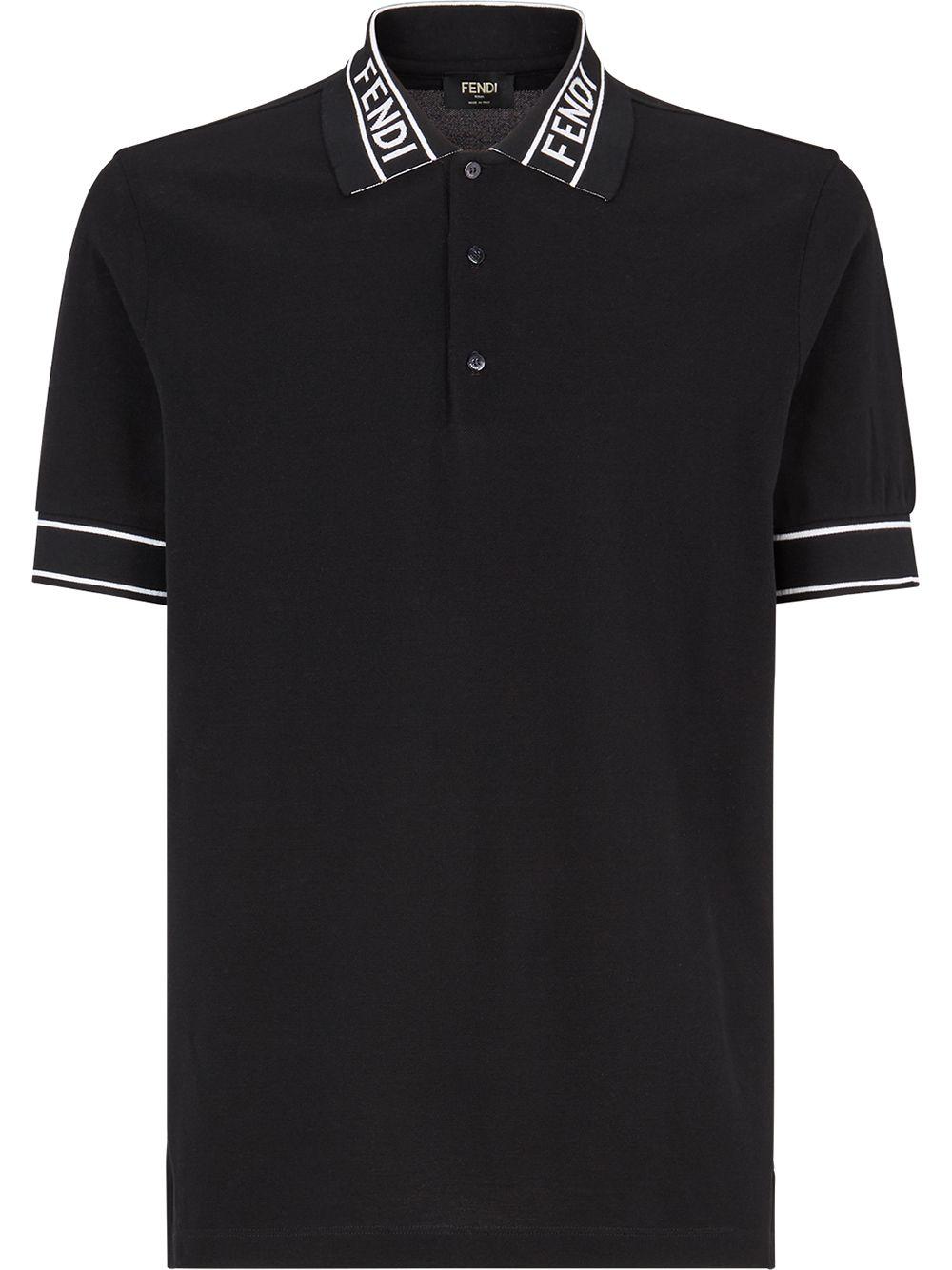 Fendi Cotton Logo Polo Shirt in Black for Men - Lyst