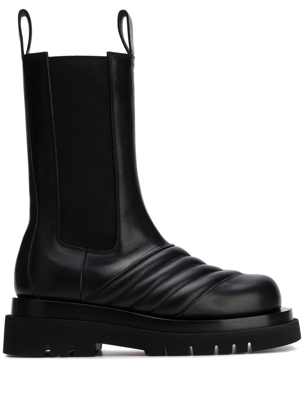 Bottega Leather Quilted Midcalf Chelsea Boots in Black Lyst