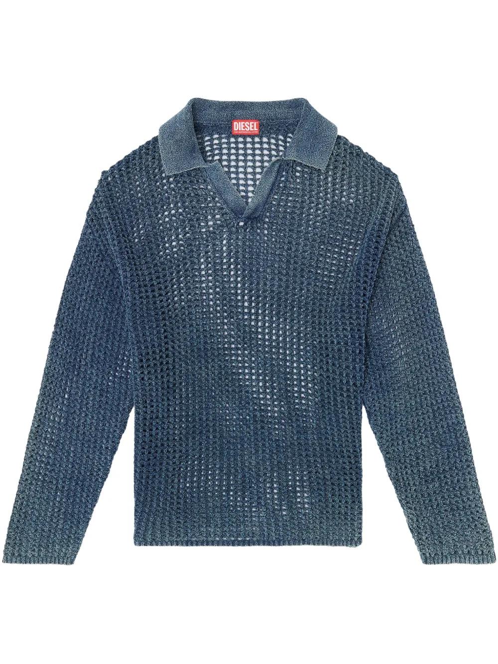 DIESEL ブルー K-Squared ニットポロシャツ Diesel: ブルー K-Squared ニットポロシャツ | SSENSE 日本