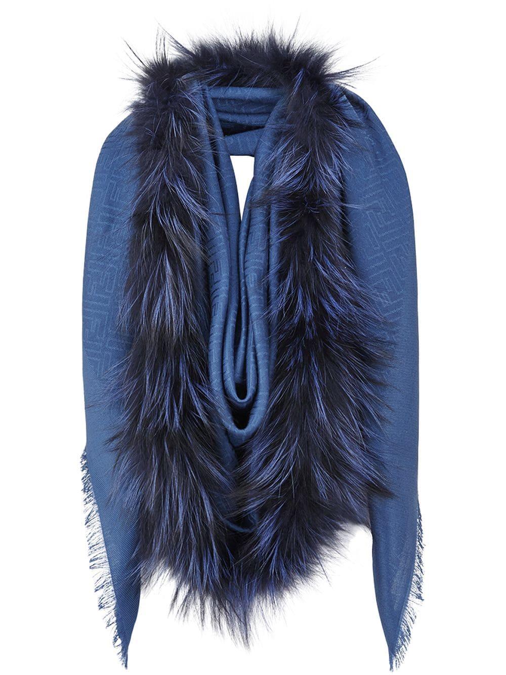 Fendi Touch Of Fur Shawl in Blue - Lyst