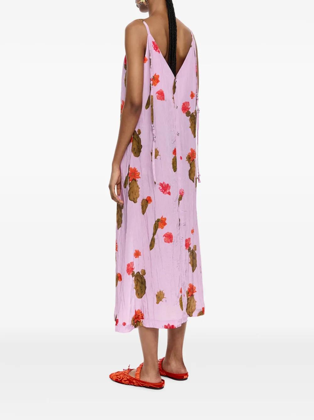 bimba y lola pink dress Bimba Y Lola Cactus-Print Motif Dress in Pink