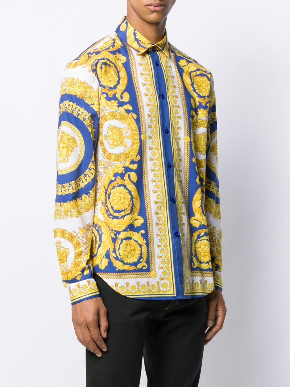 Versace Cotton Baroque Print Shirt in Yellow for Men - Lyst