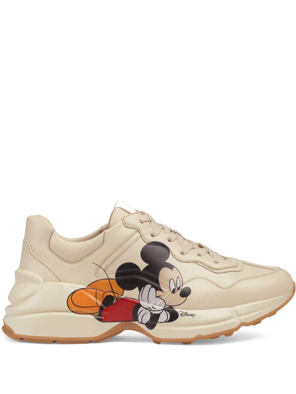 Gucci Women's X Disney Mickey Mouse Rhyton Leather Mid-top Trainers in  White | Lyst
