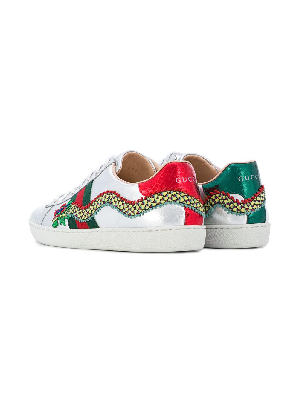 Ace Embroidered Sneakers in Metallic - Lyst