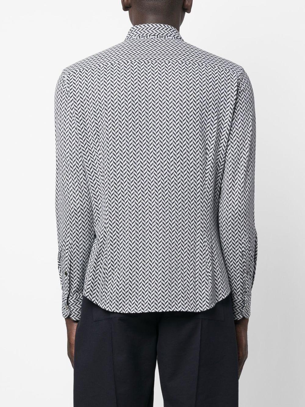 Giorgio Armani Herringbone-pattern Zip-up Shirt in Grey for Men