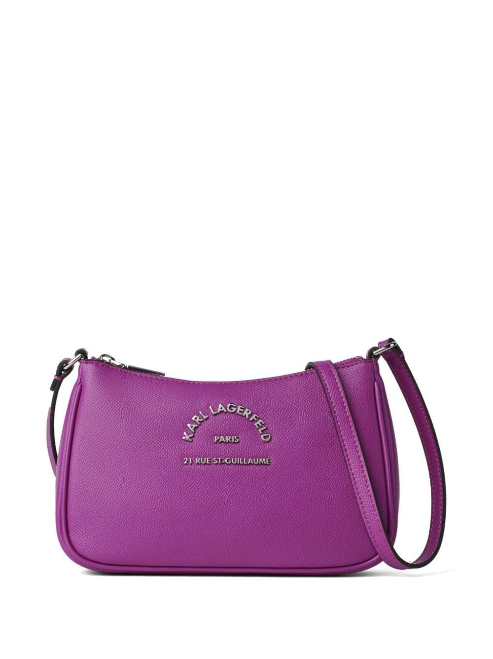 Karl Lagerfeld Logo-lettering Textured-finish Crossbody Bag in Purple ...