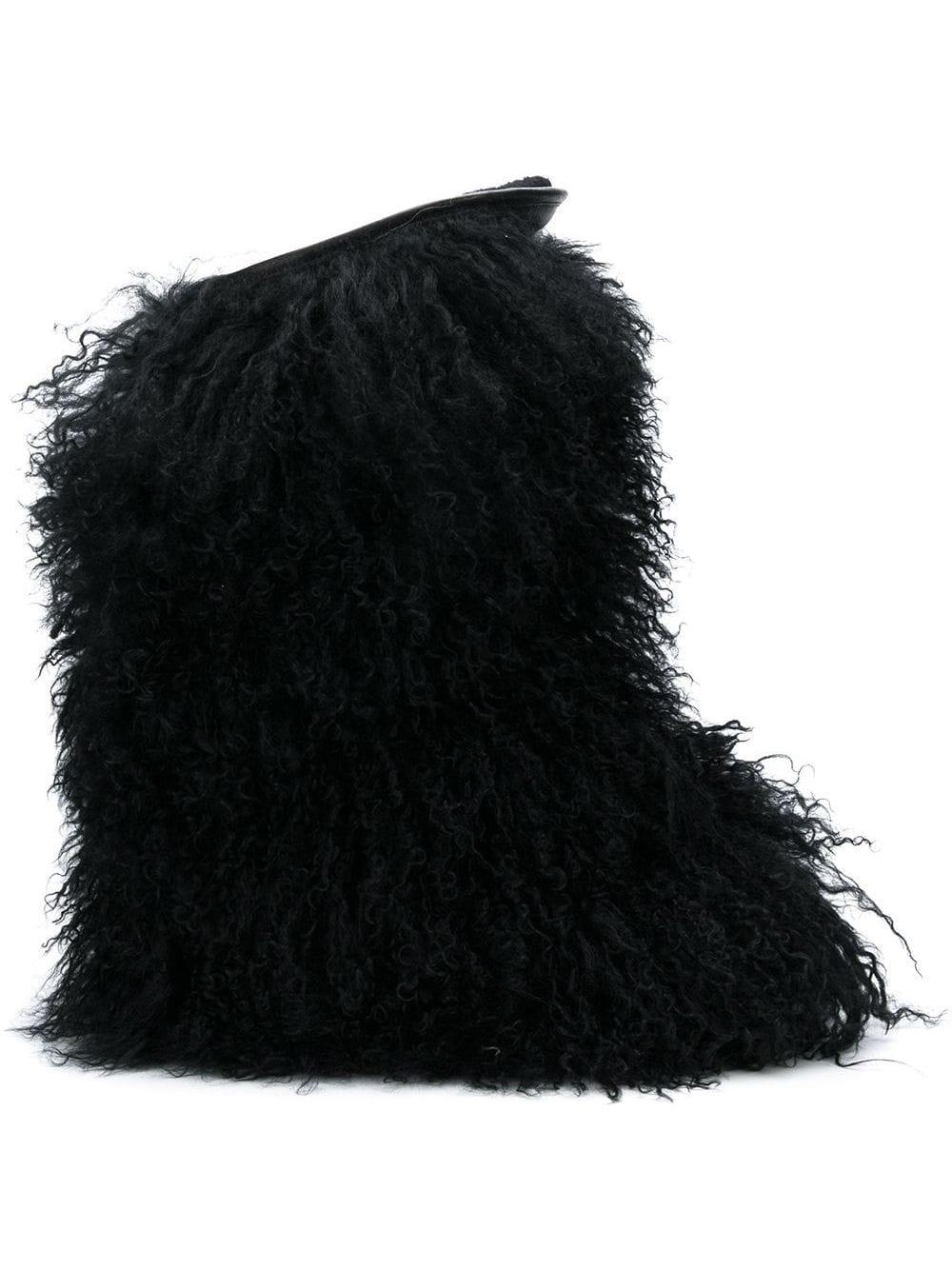 black fur boots